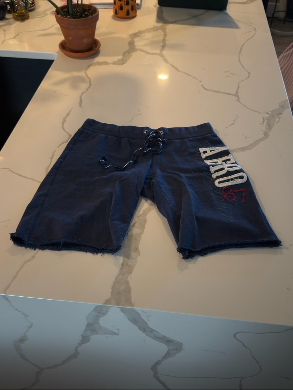 Aeropostale Navy Athletic Lounge Shorts with Embroidered Logo
